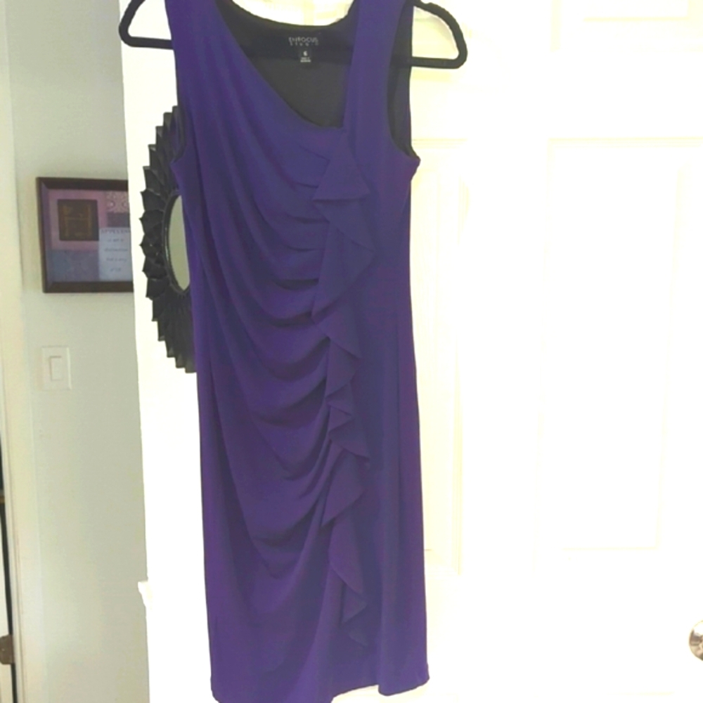 Enfocus Studio Purple Ruffle Midi Dress Size 16 - Picture 2 of 12